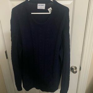 Old Navy Men's Cozy Crewneck Cable-Knit Cotton Sweater Navy Blue XXL NWT gift